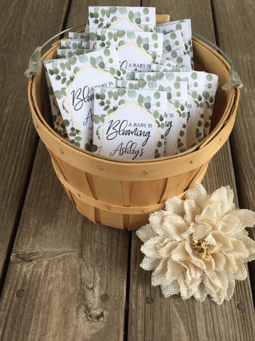 Personalized Eucalyptus Greenery Baby Shower Seed Packet Favors