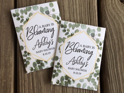 Personalized Eucalyptus Greenery Baby Shower Seed Packet Favors