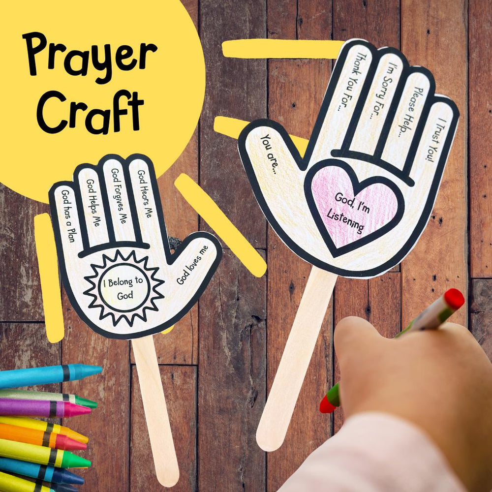 Finger Prayer Handprint Craft | Christian Kids Printable | Talking to God Fan | Sunday School or VBS Activity — preview 1