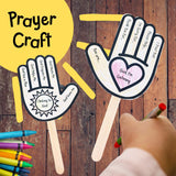 Finger Prayer Handprint Craft | Christian Kids Printable | Talking to God Fan | Sunday School or VBS Activity — preview 1