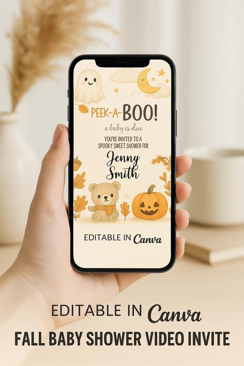 Animated Fall Baby Shower Invitation Video: Editable Canva Template — preview 1