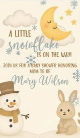 Winter Baby Shower Video Invitation: Snowflake & Snowman, Editable in Canva (Digital Download) — preview 3