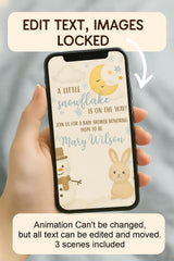 Winter Baby Shower Video Invitation: Snowflake & Snowman, Editable in Canva (Digital Download) — preview 6