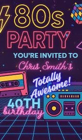 Neon 80s Party Invitation Template | Retro GenX Digital Invite (Canva, MP4) — preview 3