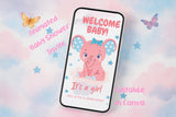 Pink Elephant Baby Shower Invitation: Animated Digital Download — preview 1