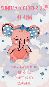 Pink Elephant Baby Shower Invitation: Animated Digital Download — preview 2