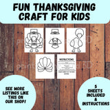 Easy Thanksgiving Craft Kit for Kids – Printable Color and Glue Turkey – Classroom & Family Activity — preview 4