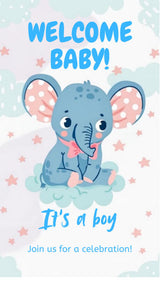 Blue Elephant Baby Shower Invitation: Editable Animated Template (Digital Download) — preview 2
