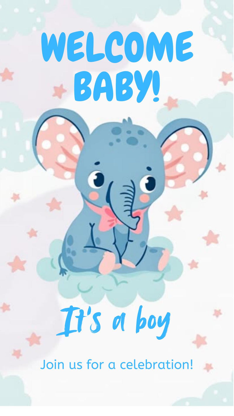 Blue Elephant Baby Shower Invitation: Editable Animated Template (Digital Download) — preview 2
