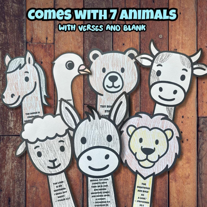 Bible Animal Craft Printable | Sheep, Donkey, Cow & Horse with Verses | Christian Kids Sunday School Activity — preview 2