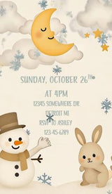 Winter Baby Shower Video Invitation: Snowflake & Snowman, Editable in Canva (Digital Download) — preview 4