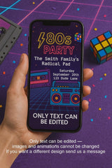 Neon 80s Party Invitation Template | Retro GenX Digital Invite (Canva, MP4) — preview 5