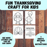 Easy Thanksgiving Craft Kit for Kids – Printable Color and Glue Turkey – Classroom & Family Activity — preview 3