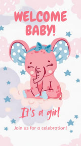Pink Elephant Baby Shower Invitation: Animated Digital Download — preview 4