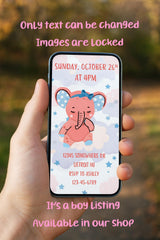 Pink Elephant Baby Shower Invitation: Animated Digital Download — preview 5