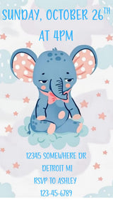 Blue Elephant Baby Shower Invitation: Editable Animated Template (Digital Download) — preview 3