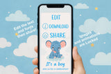 Blue Elephant Baby Shower Invitation: Editable Animated Template (Digital Download) — preview 5