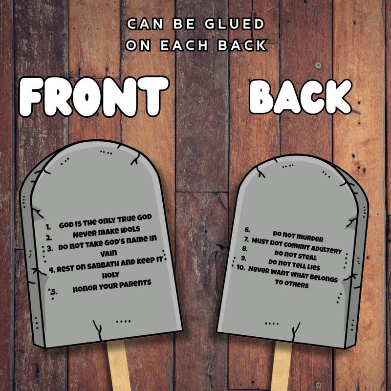Printable 10 Commandments Kids Craft | DIY Bible Activity with Popsicle Stick Handle | Sunday School Lesson Craft | Christian Printable — preview 2