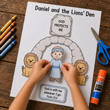 Daniel and the Lions’ Den Craft | Sunday School Printable | Bible Activity | VBS Kids Craft | Christian Coloring Cut and Paste Activity — preview 3