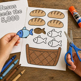 Jesus Feeds the 5000 Craft for Kids, 5 Loaves and 2 Fish Printable, Bible Story Activity, Sunday School Craft, Christian Homeschool PDF — preview 4