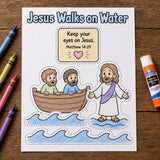 Jesus Walks on Water Coloring Craft for Kids | Christian Printable Sunday School Activity | Bible Lesson Cut and Color Worksheet — preview 4