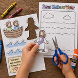 Jesus Walks on Water Coloring Craft for Kids | Christian Printable Sunday School Activity | Bible Lesson Cut and Color Worksheet — preview 3