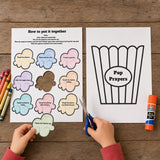 Prayer Popcorn Printable, Learn to Pray Activity, Christian Prayer Craft for Sunday School, Homeschool Bible Lesson, Kids Church Printable — preview 4