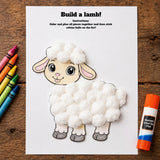 Lamb Cut and Paste Craft Printable, Build a Sheep Coloring Activity, Spring Farm Animal Preschool Craft, Easter Printable Kids Activity — preview 1