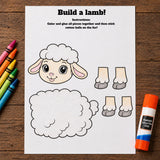 Lamb Cut and Paste Craft Printable, Build a Sheep Coloring Activity, Spring Farm Animal Preschool Craft, Easter Printable Kids Activity — preview 5