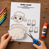 Lamb Cut and Paste Craft Printable, Build a Sheep Coloring Activity, Spring Farm Animal Preschool Craft, Easter Printable Kids Activity — preview 3