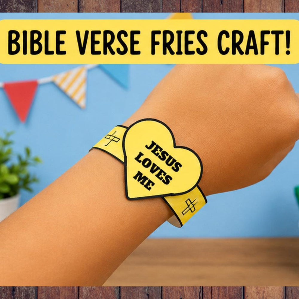 Jesus Loves Me Paper Bracelet Craft Printable | Bible Coloring Wristbands for Kids | Sunday School Activity | Christian Classroom Craft — preview 1