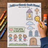 Build-a-Church Bible Craft Printable, Psalm 122:1 Sunday School Activity, Church Cut and Paste Craft, Christian Kids Craft, VBS Printable — preview 4