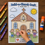 Build-a-Church Bible Craft Printable, Psalm 122:1 Sunday School Activity, Church Cut and Paste Craft, Christian Kids Craft, VBS Printable — preview 3