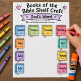 Books of the Bible Shelf Craft Printable | Bible Books Activity | Sunday School Craft | Christian Kids Craft | Bible Lesson Printable — preview 3