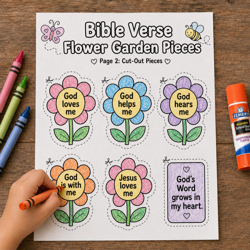 Bible Verse Garden Craft Printable | Christian Kids Activity | Sunday School Bible Craft | God’s Word Garden | VBS Printable — preview 2