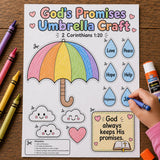 God’s Promises Umbrella Craft Printable | Bible Promise Craft | Sunday School Cut and Paste Activity | Christian Kids Craft | VBS Printable — preview 4