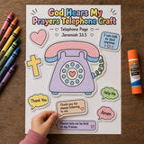 God Hears My Prayers Telephone Craft Printable | Prayer Bible Craft | Sunday School Activity | Christian Kids Cut and Paste Craft — preview 1