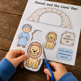 Daniel and the Lions’ Den Craft | Sunday School Printable | Bible Activity | VBS Kids Craft | Christian Coloring Cut and Paste Activity — preview 2