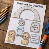 Daniel and the Lions’ Den Craft | Sunday School Printable | Bible Activity | VBS Kids Craft | Christian Coloring Cut and Paste Activity — preview 1