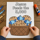 Jesus Feeds the 5000 Craft for Kids, 5 Loaves and 2 Fish Printable, Bible Story Activity, Sunday School Craft, Christian Homeschool PDF — preview 5