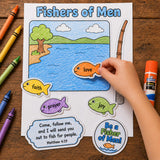 Fishers of Men Bible Craft Printable, Sunday School Craft, Jesus Calls Disciples Kids Craft, VBS Bible Activity, Christian Craft — preview 3