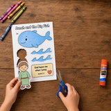 Jonah and the Big Fish Bible Craft Printable, Jonah 2:1 Sunday School Activity, God Hears Me When I Pray Kids Bible Craft, VBS Craft — preview 2