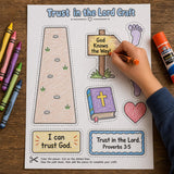 Trust in the Lord Craft Printable, Proverbs 3:5 Bible Craft, Sunday School Activity, God Knows the Way Kids Bible Craft, VBS Craft — preview 1