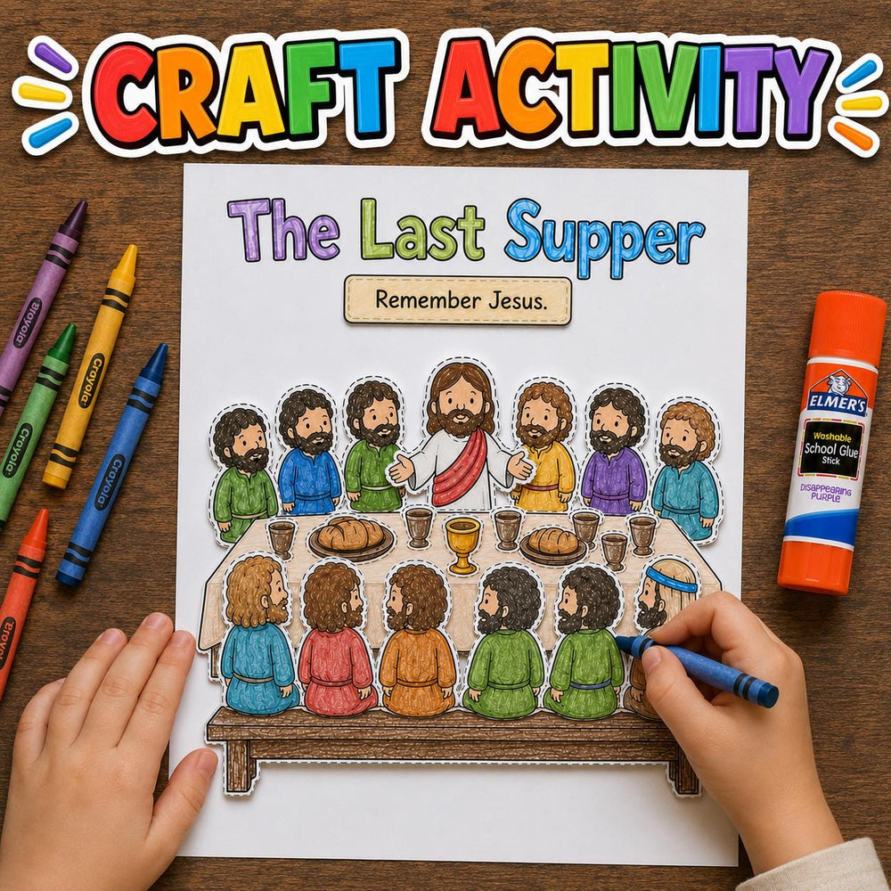 The Last Supper Craft | Bible Story Activity for Kids | Sunday School Easter Craft | Christian Coloring Page | Children’s Ministry Lesson — preview 1