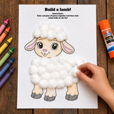 Lamb Cut and Paste Craft Printable, Build a Sheep Coloring Activity, Spring Farm Animal Preschool Craft, Easter Printable Kids Activity — preview 4