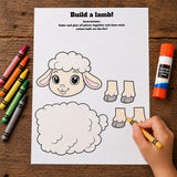 Lamb Cut and Paste Craft Printable, Build a Sheep Coloring Activity, Spring Farm Animal Preschool Craft, Easter Printable Kids Activity — preview 2