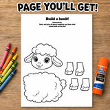 Lamb Cut and Paste Craft Printable, Build a Sheep Coloring Activity, Spring Farm Animal Preschool Craft, Easter Printable Kids Activity — preview 6