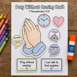 Pray Without Ceasing Bible Craft, 1 Thessalonians 5:17 Prayer Craft for Kids, Sunday School Printable, VBS Activity, Christian Kids Craft — preview 4