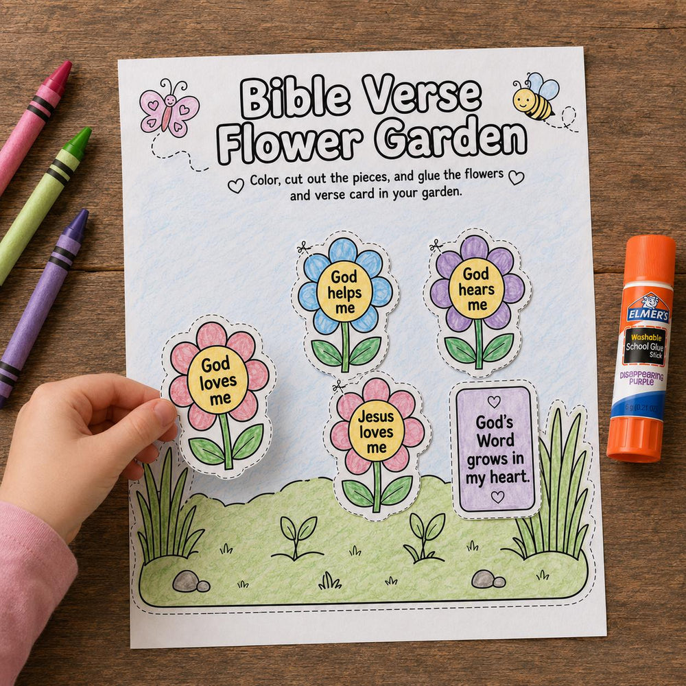Bible Verse Garden Craft Printable | Christian Kids Activity | Sunday School Bible Craft | God’s Word Garden | VBS Printable — preview 1