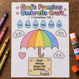 God’s Promises Umbrella Craft Printable | Bible Promise Craft | Sunday School Cut and Paste Activity | Christian Kids Craft | VBS Printable — preview 2